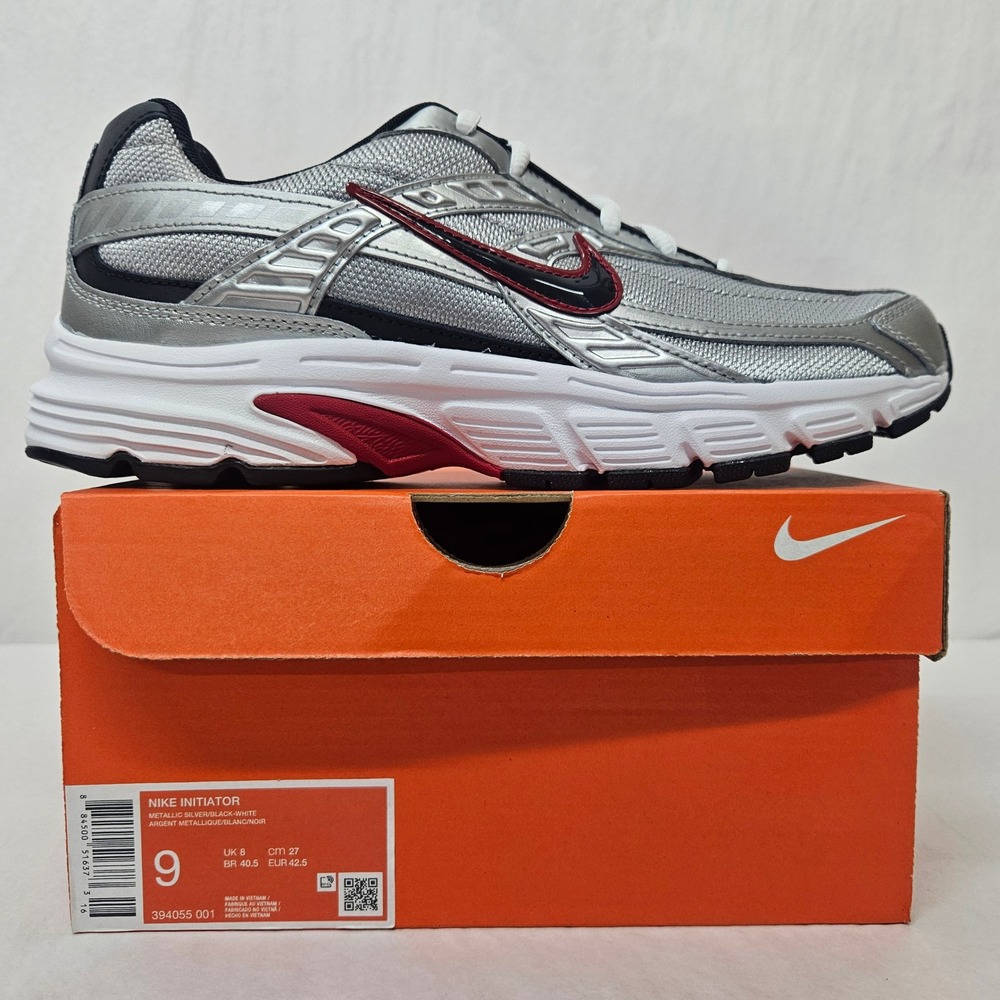 Nike Initiator Running Shoes 394055-001 Metallic‎ Silver Black Red Mens Size 9